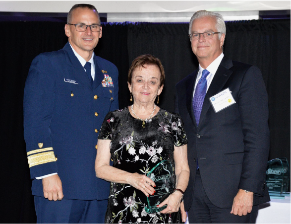 Joan Bondareff accepts NAMEPA 2018 Marine Environment Protection Individual Award