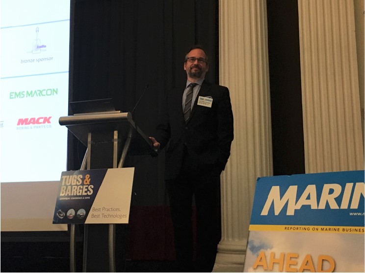 Matthew Thomas at Marine Log’s 2018 Tugs & Barges Conference & Expo