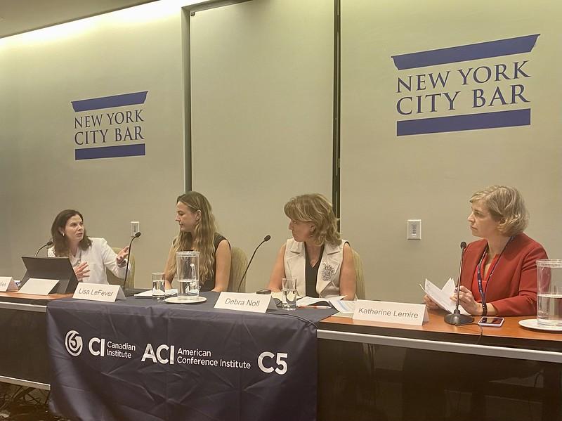Jennifer Achilles (far left) on the crypto transparency panel at the 7th Annual Summit for Women Leaders in Financial Services Law, June 13, 2023