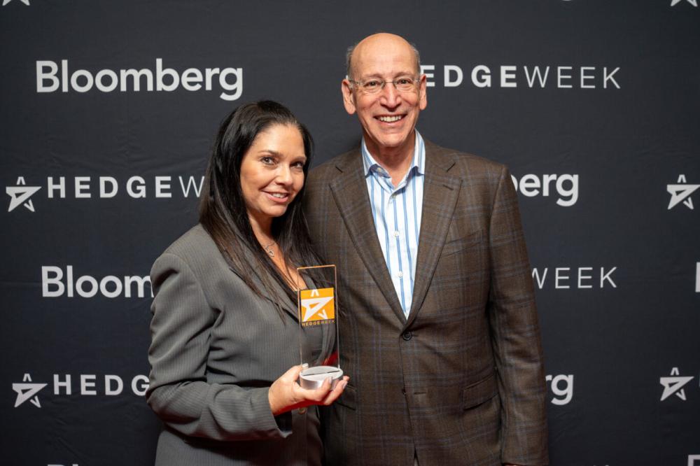 Jodi L. Lashin and Daniel Blickman at Hedgeweek's 2023 U.S. Awards